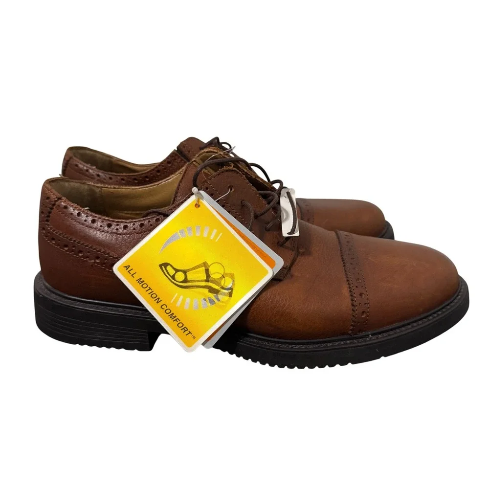 Dockers Oxford Dress Shoes Mens 9M Brown Leather‎ Cap Toe Wingtip Comfort Church
